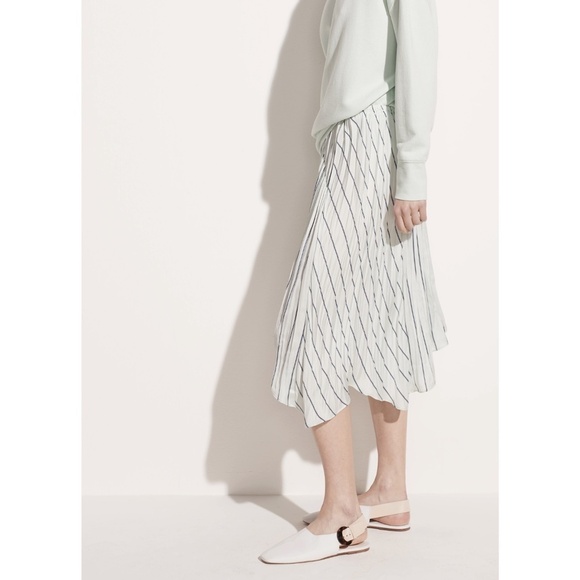 NWT Vince Silky Striped Paneled Asymmetrical Midi Skirt in Mint Sz. S - Picture 3 of 5